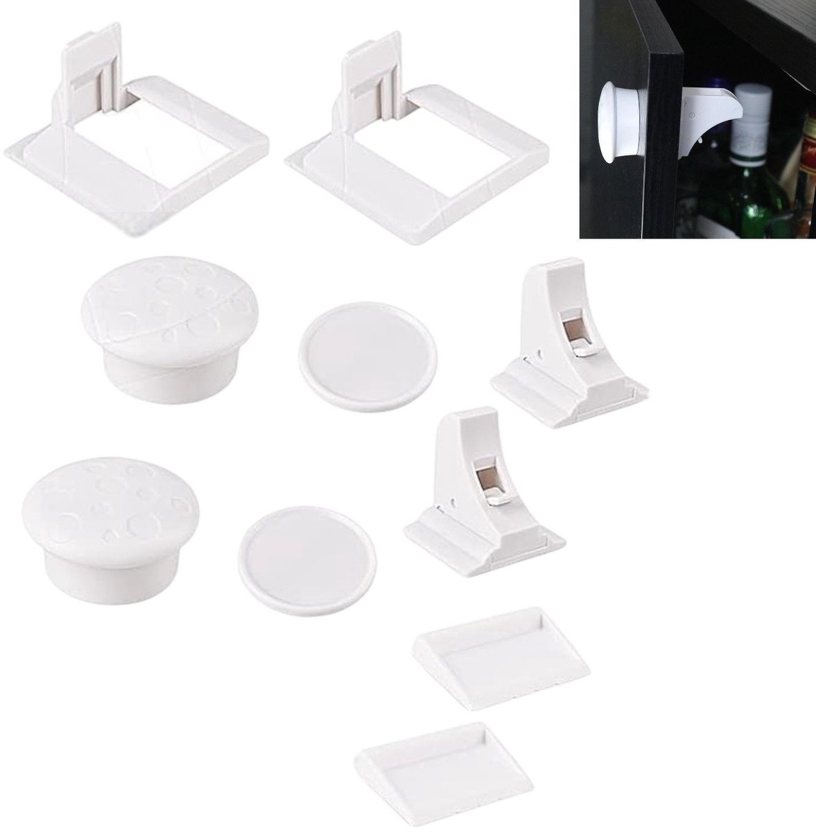 Image of 2 ladesloten, ponsvrij magnetisch slot, kinderslot voor kastdeuren, verborgen sensorenlot, geleverd met montagesokkel, voor kastdeuren en laden (slotcilinder + sleutel, wit)