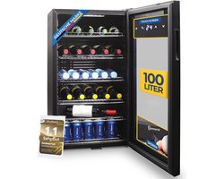 Sommertal koelkast - Stille drankkoelkast met led, touchscreen en slot - Kleine flessenkoelkast - zwart - Energieklasse F