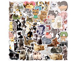 50x Kattenstickers - Laptop stickers - Bullet journal - Decoratie - Cartoons - Kattenliefhebbers - Jonyx