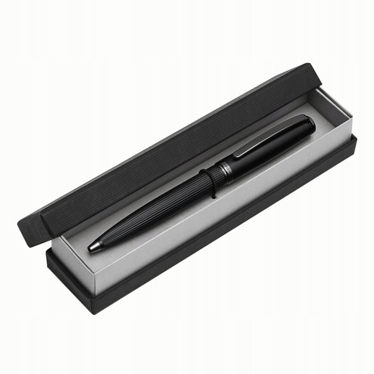 Metal Black Pearl Pen - Zwart, Draaimechanisme, Blauwe Inkt