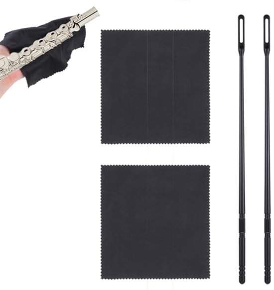 2 Set Fluit Reinigingsset, Fluit Reinigingsstaaf en Doek, Recorder Cleaner Staaf met Schone Wattenstaafjes, Piccolo Onderhoud Care Tools voor Houtblazers Instrumenten