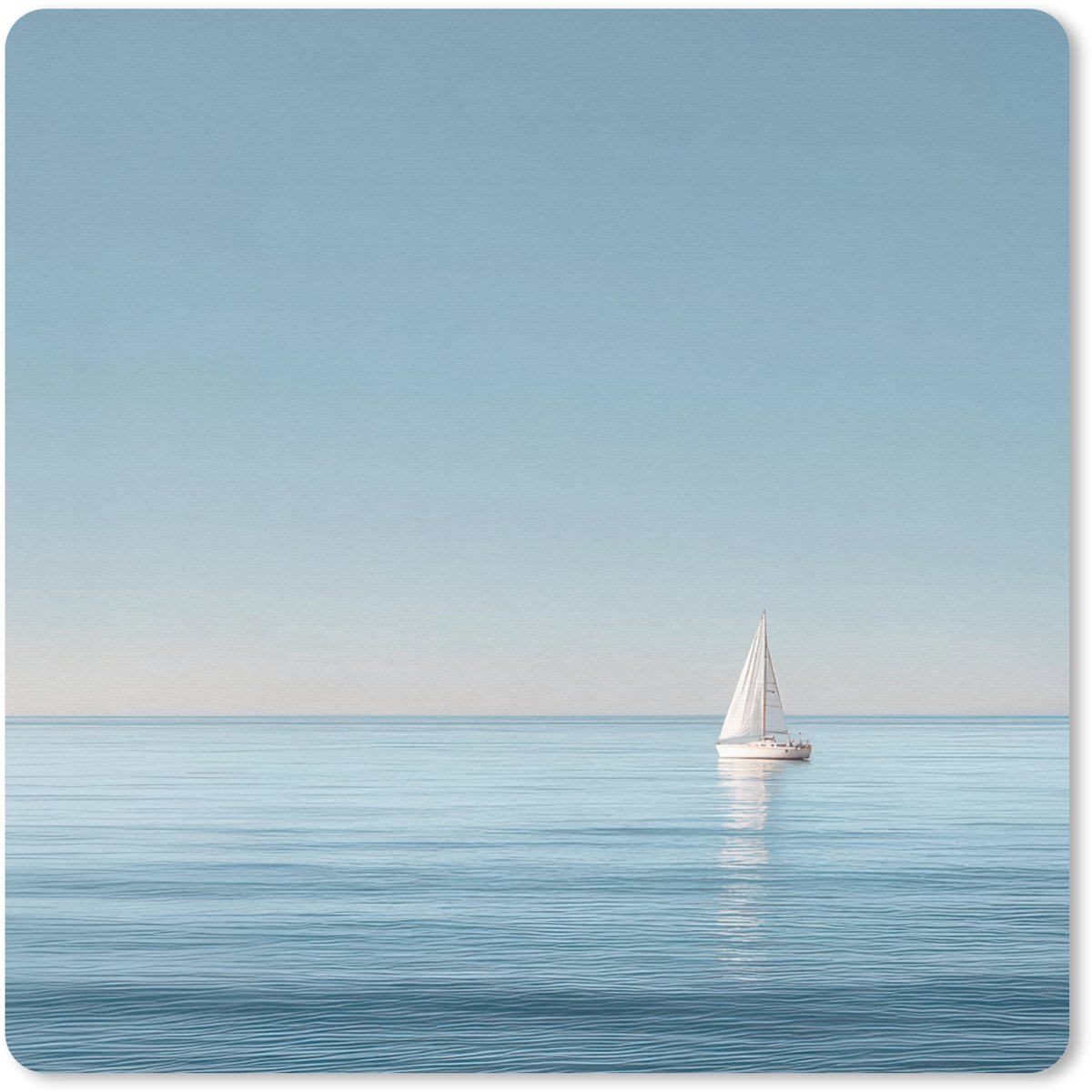 Muismat 30x30 cm - Mousepad Zeilbootje - Kalme zee - Helderblauwe hemel - Muismatten