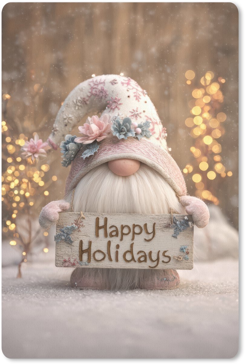 Muismat 18x27 cm - Mousepad Kerst - Gnome - Bord - Kleurrijk - Muismatten
