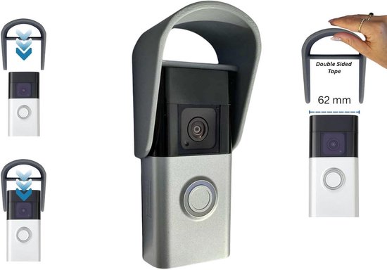 Provento - Weerbestendige Videodeurbel Hoes voor Ringaccu Deurbel 3, 3 Provento, 4 en Batterijdeurbel Provento - Regen- en Zonnebescherming - Anti-verblinding - Duurzame Grijze Behuizing — afbeelding 3