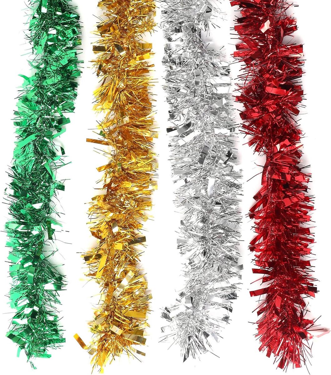 Kerstboom guirlande, 8 meter lang, multikleur - glanzende kerstslingers voor kerstfeest, decoratie & festivals Glanzende multikleurige 8 meter lange kerstslingers voor kerstfeestdecoratie.