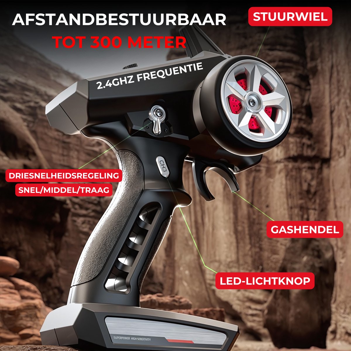 DreamGoods Bestuurbare RC Auto - 80km/h - Limited Edition - Top Speed Race Auto - 1:20 Offroad Drift Car - 300 m Afstandbestuurbaar - Radiografisch - Waterdicht - Bestuurbare Auto voor Buiten - RC Auto Volwassenen - voor Jongens — afbeelding 5
