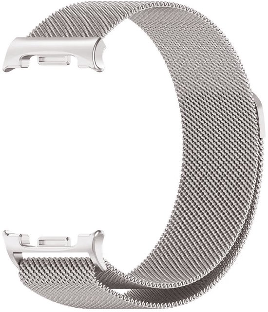 Zilverkleurig Milanees horlogebandje met magneetsluiting.