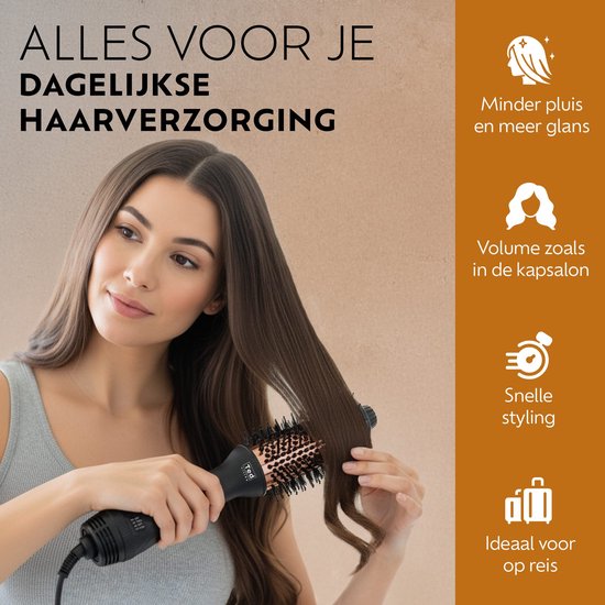 Fohnborstel & Airstyler Titanium - Warmteborstel & Heteluchtborstel - Anti Pluis Haar - Fohnborstel Groot voor (Half) Lang Haar - Beste Fohnborstel 2026 | by Ted Hilley
