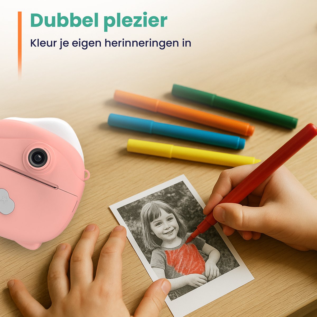 ODESSEY Kindercamera met Printer - Full HD - Selfie Camera - 32GB SD Kaart - Foto - Video - Spelletjes - Digitale Camera Kinderen - Fototoestel voor kinderen - Roze — afbeelding 5