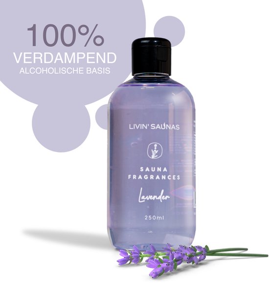 LIVIN' Sauna Opgietmiddel Lavendel - Sauna Geur - Sauna Opgietmiddel - Sauna Opgietconcentraat - Sauna Opgiet - Stimuleert Bloedsomloop - 250ML