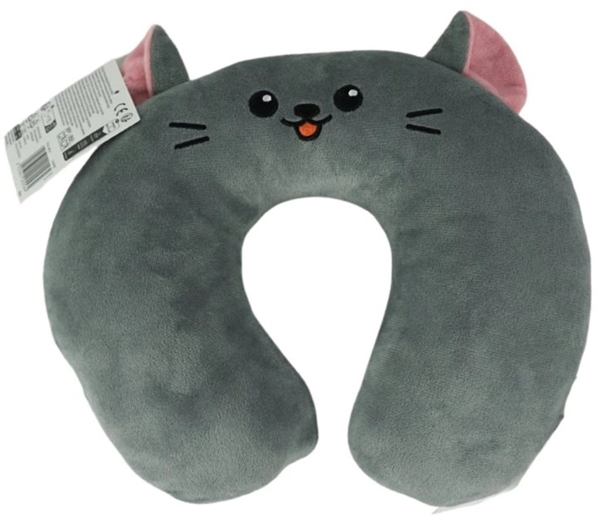 Reiskussen - Nekkussen voor kinderen en volwassenen - Muis - Grijs - 33 cm