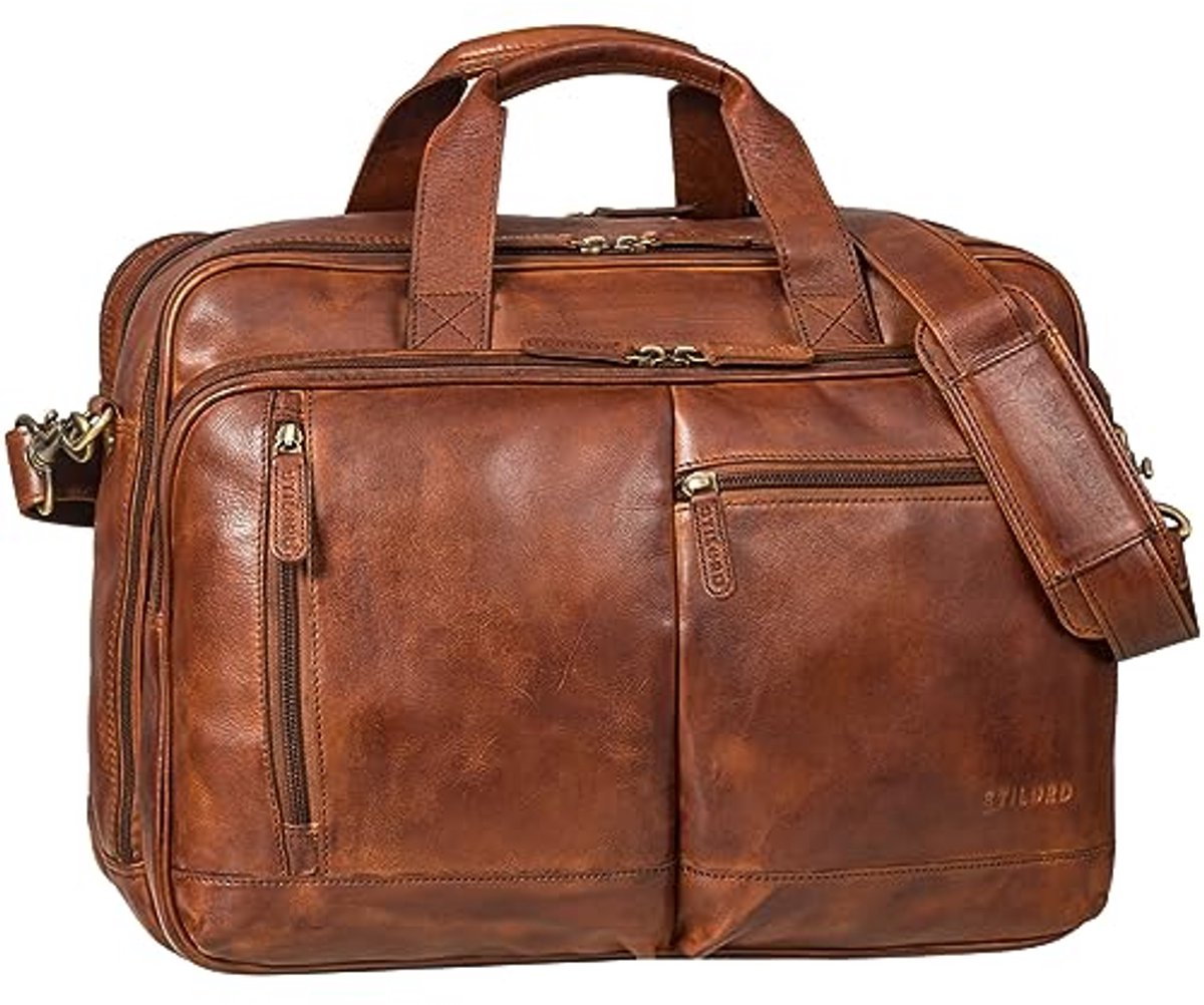 Leren Laptoptas 17-19 Inch Vintage Schoudertas voor Mannen en Vrouwen - Ruime Werktas