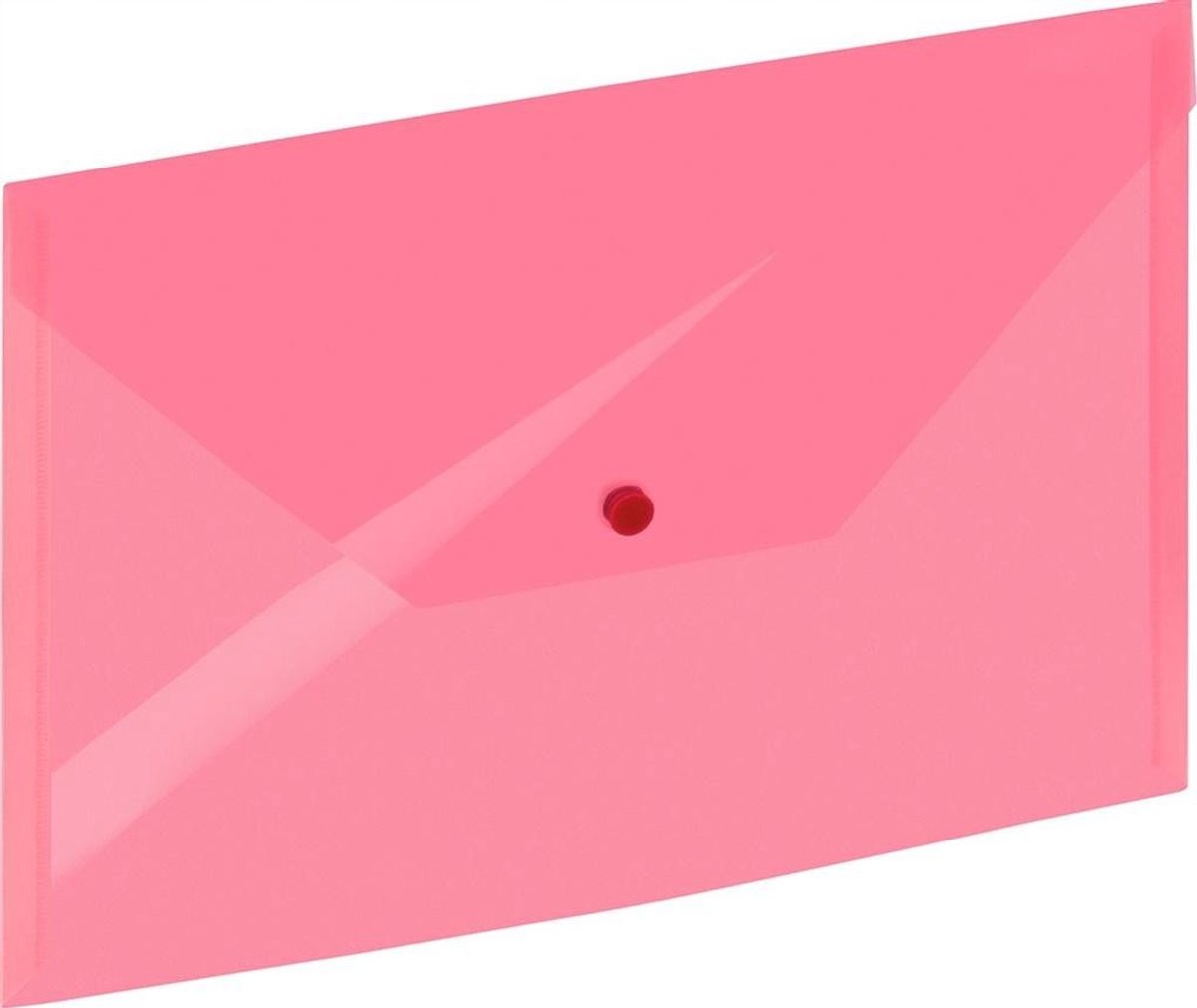 Groot A4 Documentenkaart Rood - Plastiek Briefkaart met Drukknoop