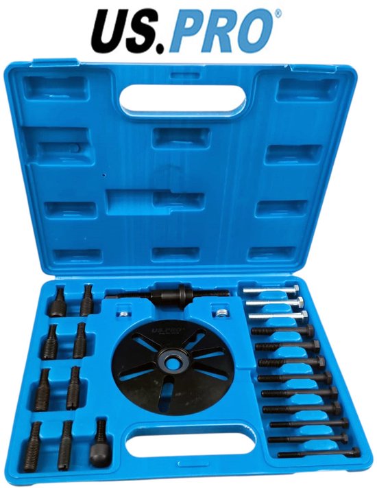 Ensemble complet d'extracteurs universels pour le démontage du damper (amortisseur de vibrations de vilebrequin), des poulies de vilebrequin et des volants moteur.