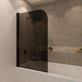 Lomazoo Badwand Palmas - 80x140cm - Zwart - Nano Coating Antikalk - Draaibaar - Rookglas