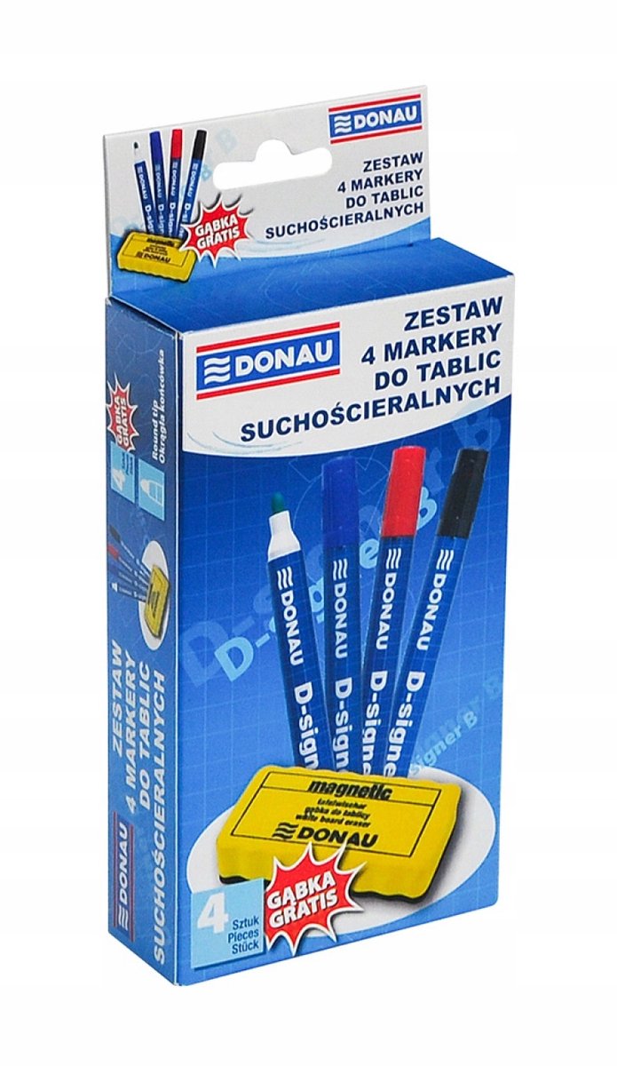 Set van 4 whiteboardmarkers + gum - Donau D-Signer B