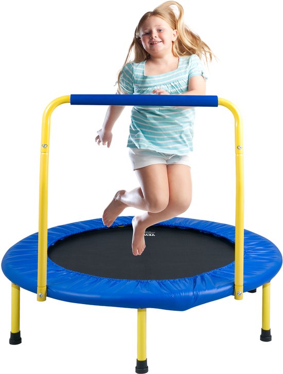 VEVOR Trampoline Tuintrampoline 810x920x920 mm, Opvouwbare Trampoline Mini 60 kg Draagvermogen Fitnesstrampoline, Kindertrampoline Peutertrampoline Blauw Binnen/Buiten/Tuin/Binnen