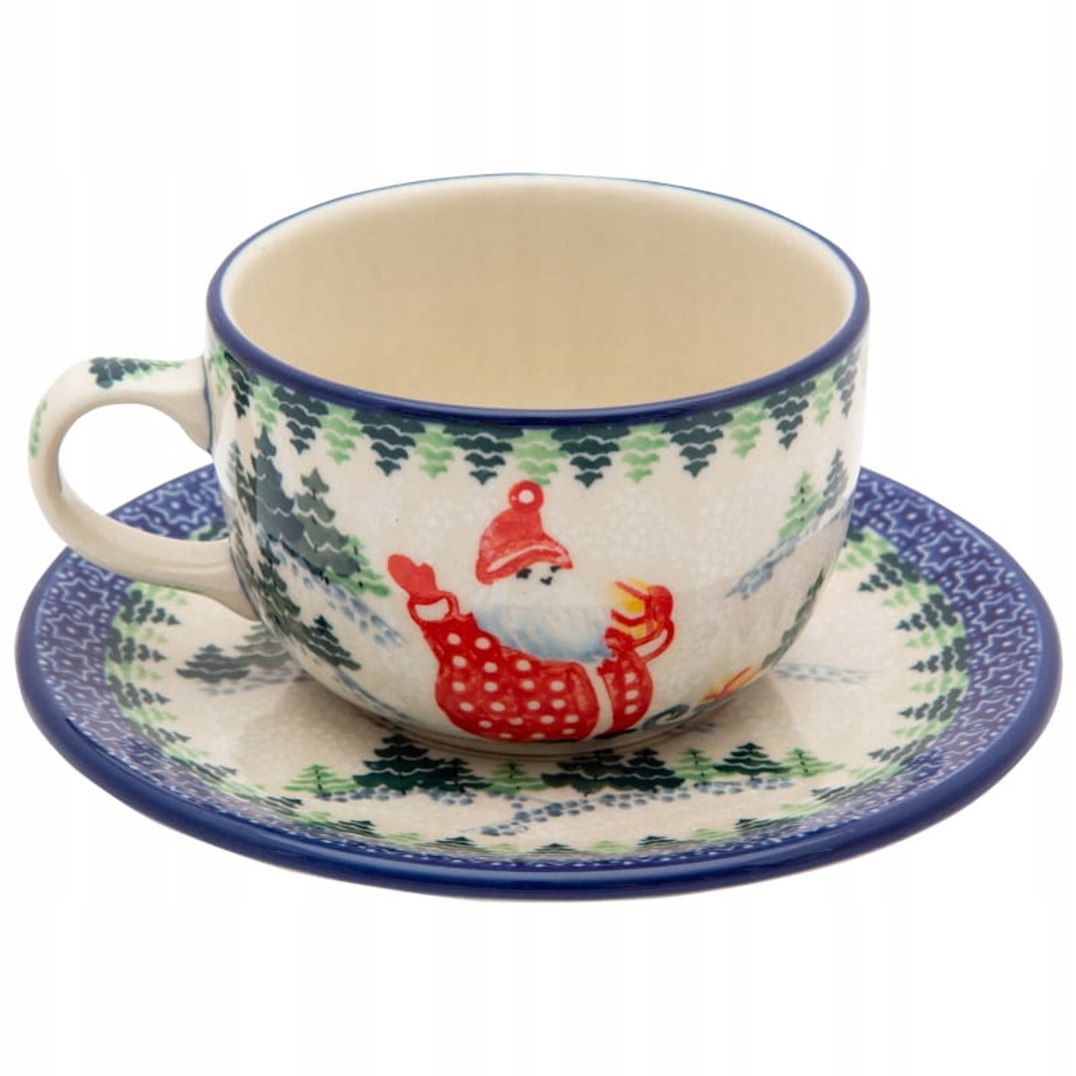 Bolesławiec Handgemaakte Kop & Schotel 200ml Kerst - Uniek