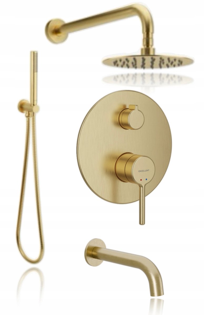 Onderbouw Douche-Badkraan Set Goud Geborsteld Excellent Pi
