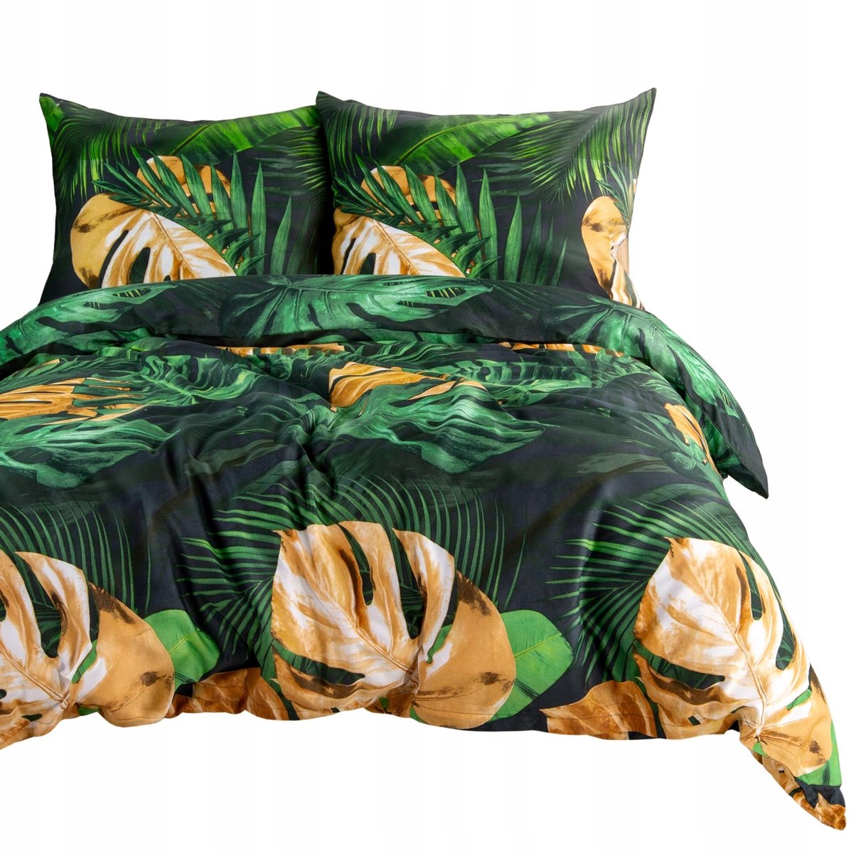 Satine Dekbedovertrek 160x200 cm met Monstera Bladeren - Groen