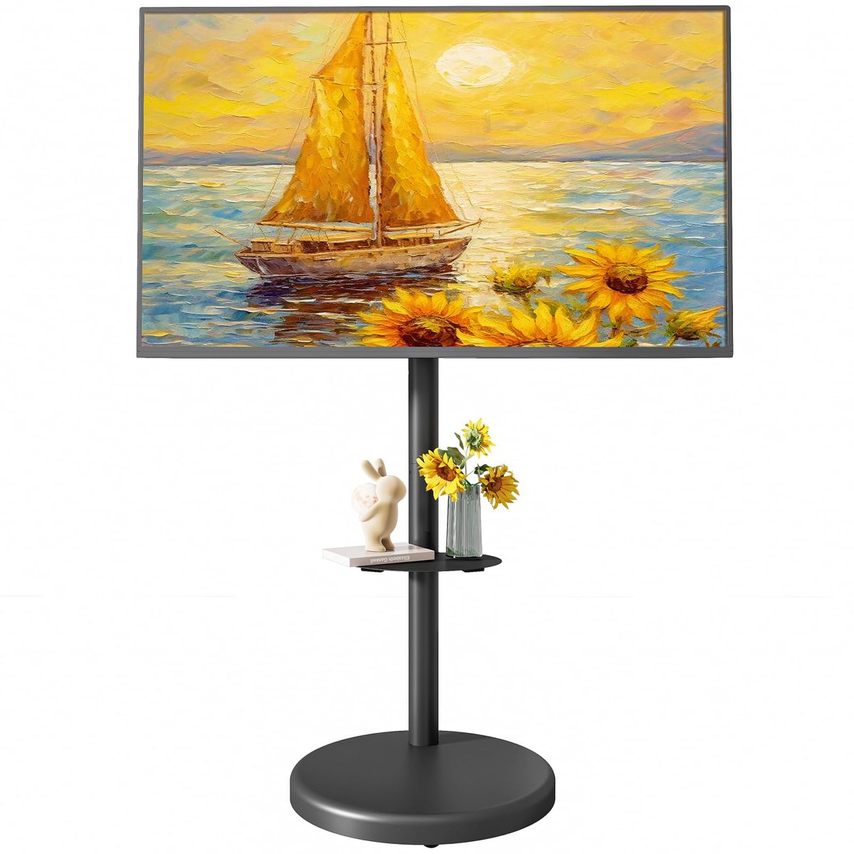 Azomor® Verstelbare en verrijdbare TV-standaard met plank voor grote televisies