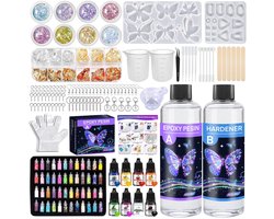 Epoxyhars Set Compleet - Epoxy Starterspakket - Hobbypakket Sieraden - Epoxy Giethars - Sieraden Maken - Knutselpakket - Speelgoed - Uitgebreide Accessoires - 600 Ml