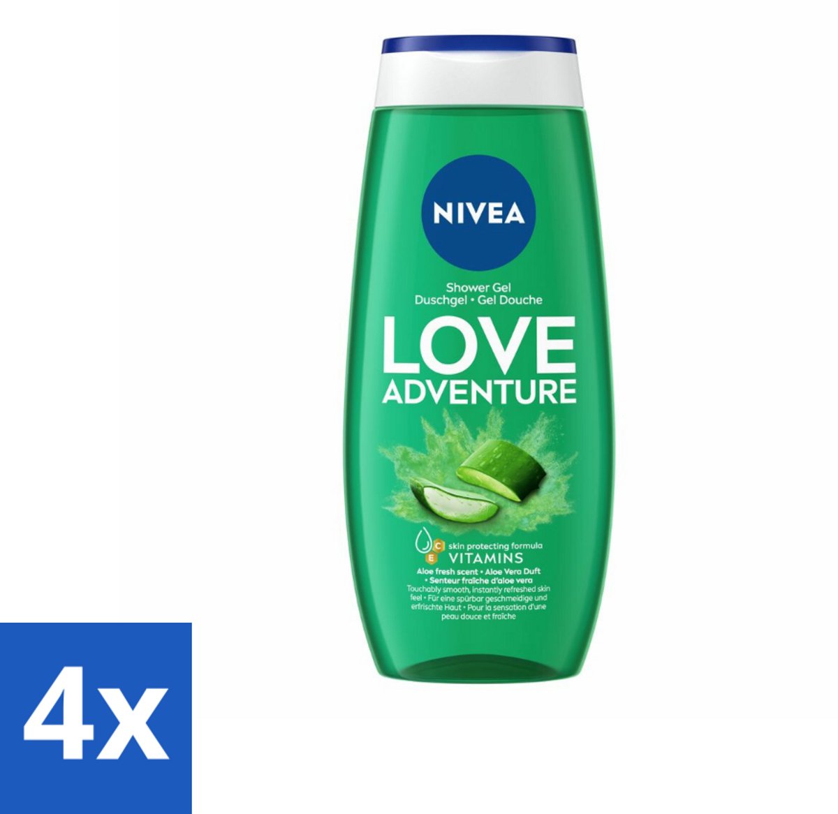 4 x NIVEA Douchegel Love Nature 250 ml - Douchegel - Verfrissend - Huidbeschermend - Vitamine C - Vitamine E