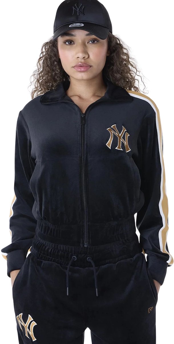 Vrouwelijke fluwelen jas New York Yankees Track Zwart