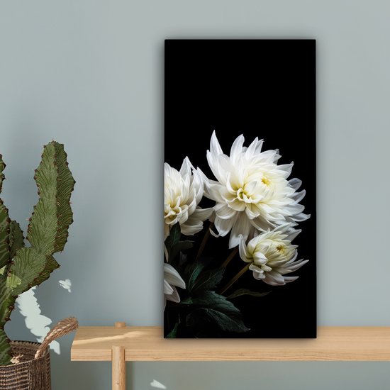 Peinture sur toile Fleurs - Chrysanthème - Wit - Nature - Botanique - 20x40 cm - Décoration murale