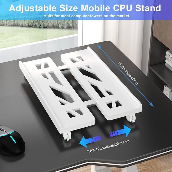 Niciksty Mobiele CPU-standaard – Verstelbaar 22-34 Cm Breed, 42-53 Cm Hoog, Met 4 Wielen, Draagkracht 50 Kg, Voor Pc, Printer En Projector