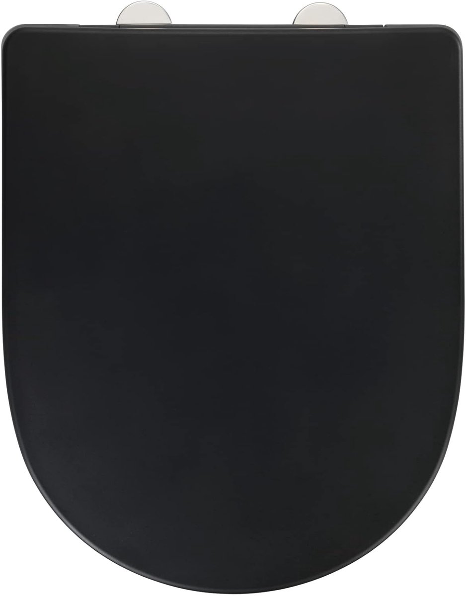 Toiletbril met Softclose Mechanisme - Antibacterieel Duroplast, Zwart 36,5 x 45 cm