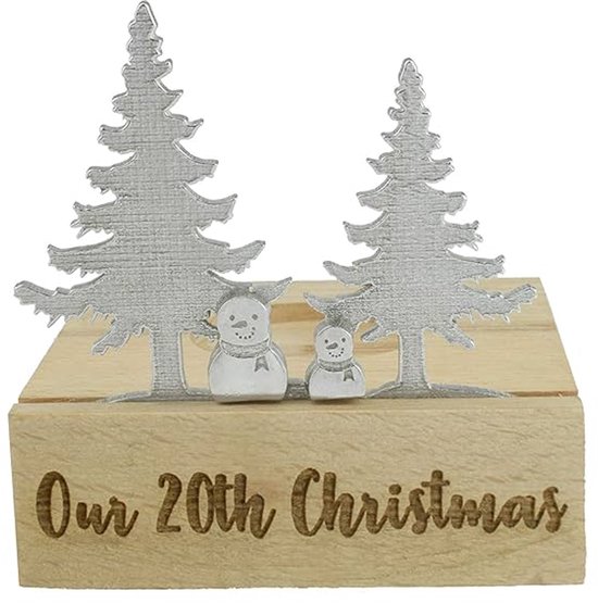 Kerst Sneeuwpop Silhouet Theelichthouder - 20e verjaardag - Metaal