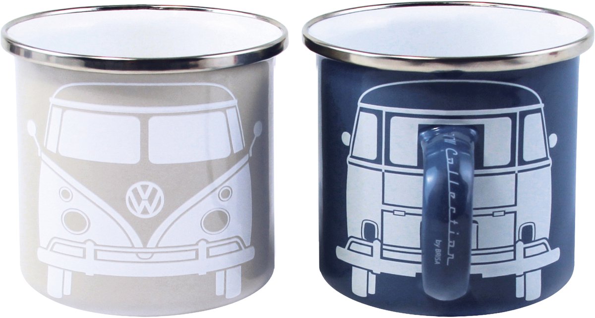 Emaille Beker - VW Collection T1 Bus - Set Van 2 - Volkswagen Voor de echte fans