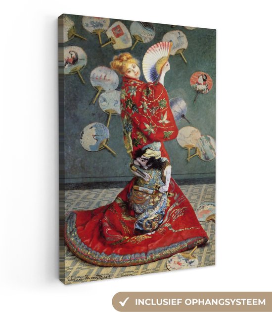 Toile Peinture Camille Monet en Costume Japonais - Peinture de Claude Monet - 20x30 cm - Décoration murale