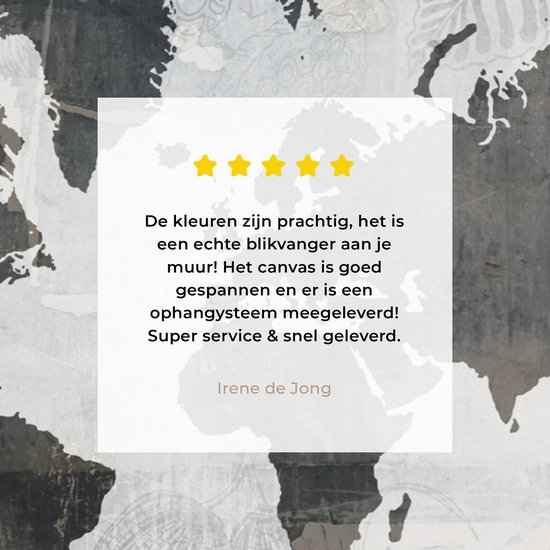 Wereldkaart avec motif béton gris foncé décorée d'illustrations de fleurs 90x60 cm