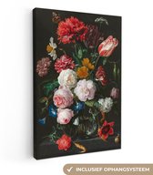 Nature morte avec des fleurs dans un vase en verre - Peinture de Jan Davidsz de Heem Toile 40x60 cm - Tirage photo sur toile (Décoration murale salon / chambre)