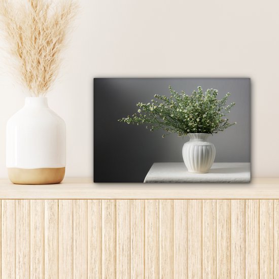 Tableau sur toile Nature morte - Vase - Fleurs - 30x20 cm - Décoration murale