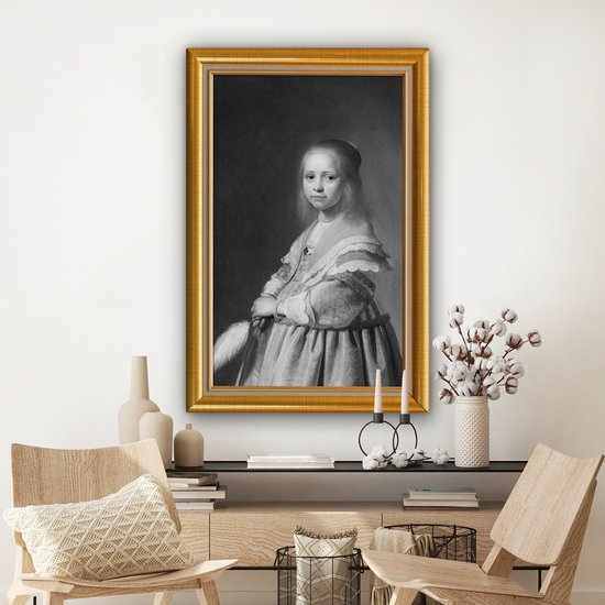 Canvas schilderij 90x140 cm - Wanddecoratie Oude meesters - Kunst - Lijsten - Goud - Muurdecoratie woonkamer - Slaapkamer decoratie - Kamer accessoires - Schilderijen op canvas