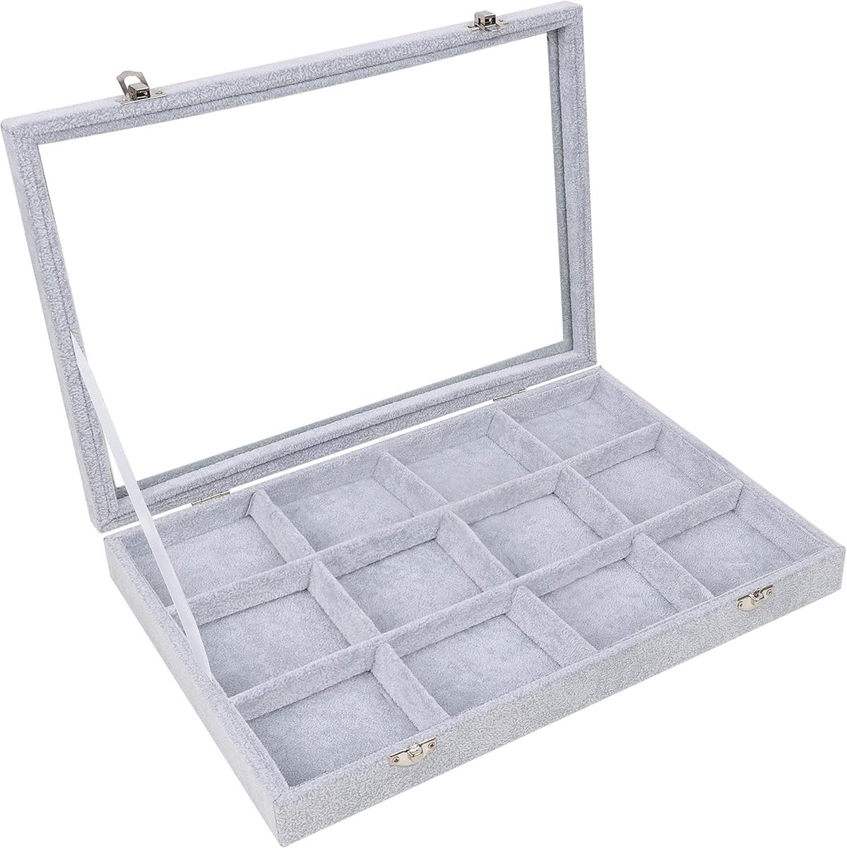Sieraden Organizer met Glazen Deksel en 12 Compartimenten