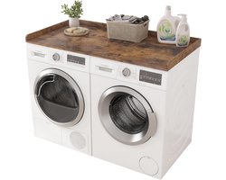 Wasdroger Aanrechtblad met Randrails - Houten Werkblad voor Wasmachine en Droger - 27,5 Inch Diepte x 54 Inch