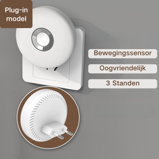 Re-purelife® Plug-in Bewegingssensor Nachtlampje Set van 2 Stuks - Automatisch Aan/Uit, 3 Kleurtemperaturen - Handige en Veilige Verlichting voor in het Donker voor Slaapkamer, Hal en Trap - Energiezuinige LED - Wit van Re-purelife® — afbeelding 5