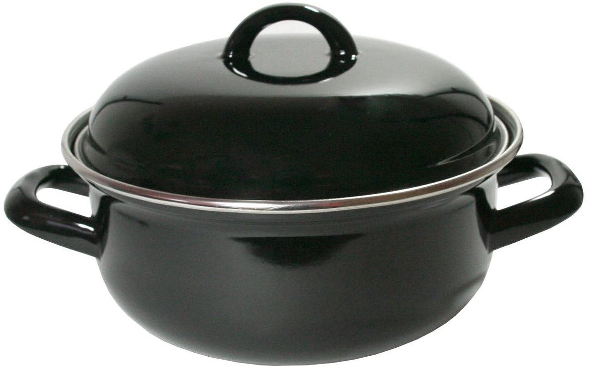Cookinglife Braadpan Cooking Zwart - 5 Liter / ø 26 cm - Geëmailleerd Staal - Geschikt Voor Alle Warmtebronnen