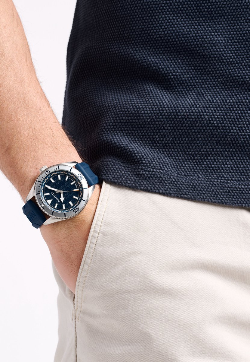 Nautica Nct Windward Quartz Analoog Horloge Blauw Material 100% Roestvrij Staal 100% Siliconaarmband 44 mm NAPWWF501, NAPWWF502