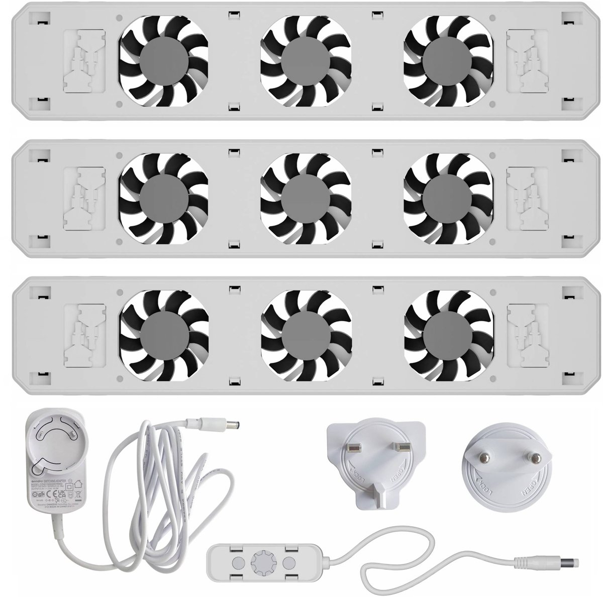 Technaxx Germany RadiatorVentilator Trio set - Energiezuinig – 2x zo snel warm - Tot 22% energiebesparing – Simpel te plaatsen – Fluisterstil - Duits product - Wit