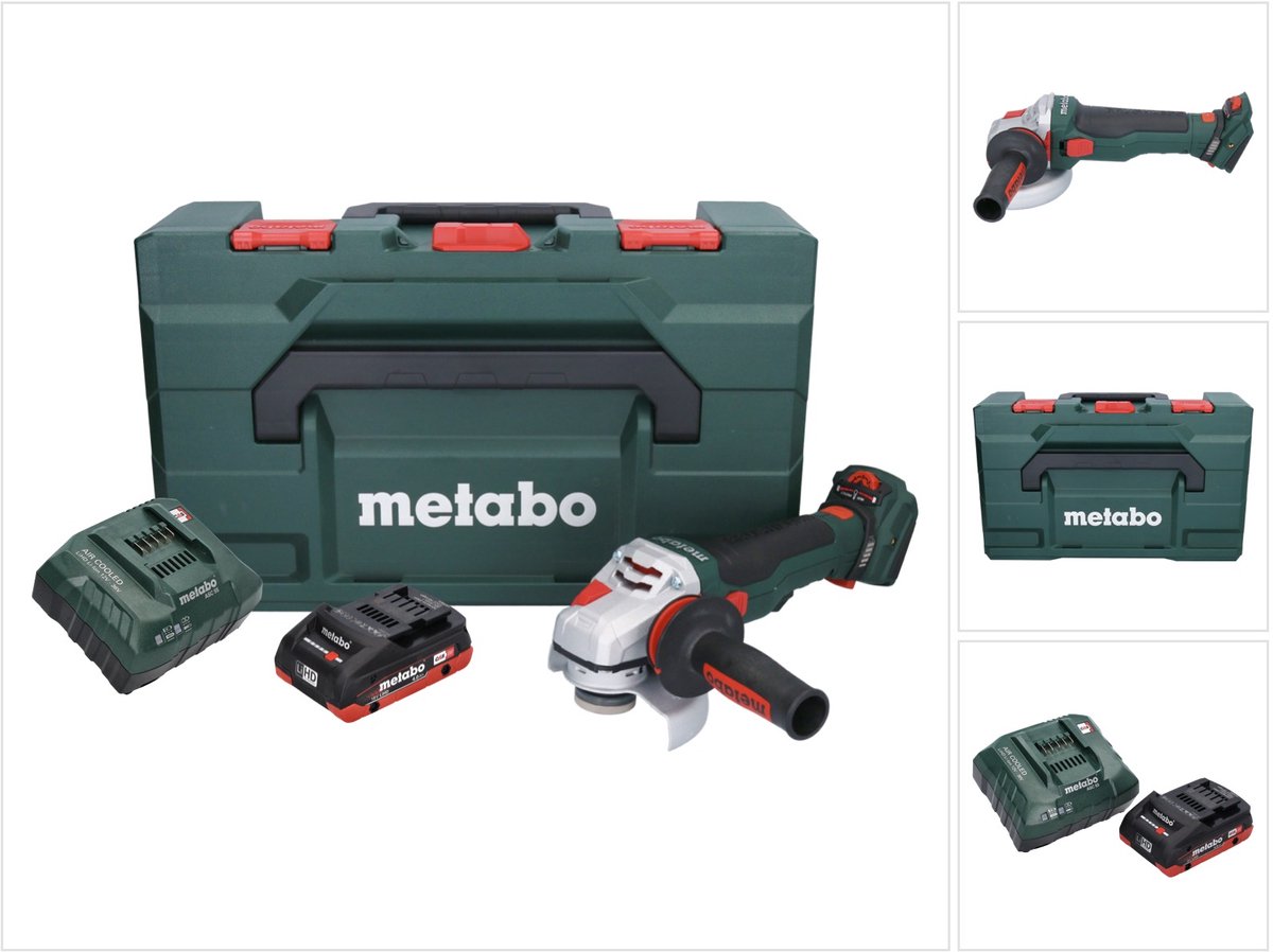 Metabo WVB 18 LTX BL 15-125 Quick accu haakse slijper 18 V 125 mm borstelloos + 1x accu 4.0 Ah + lader + metaBOX