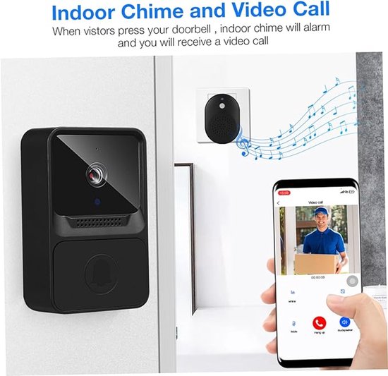 Draadloze deurbel met video en realtime communicatie voor meerdere leden, zwart — afbeelding 5