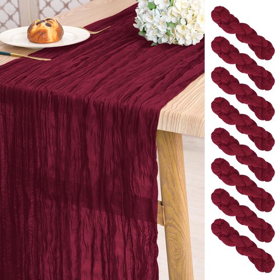 Set van 15 satijnen tafelloper rood, 30,5 x 274 cm lang, tafellopers