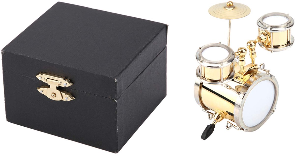 Miniatuur Drum Set Ornament Model Replica - Hoogwaardige Messing - Met Geschenkdoos 3,39 x 3,15 x 1,54 inch