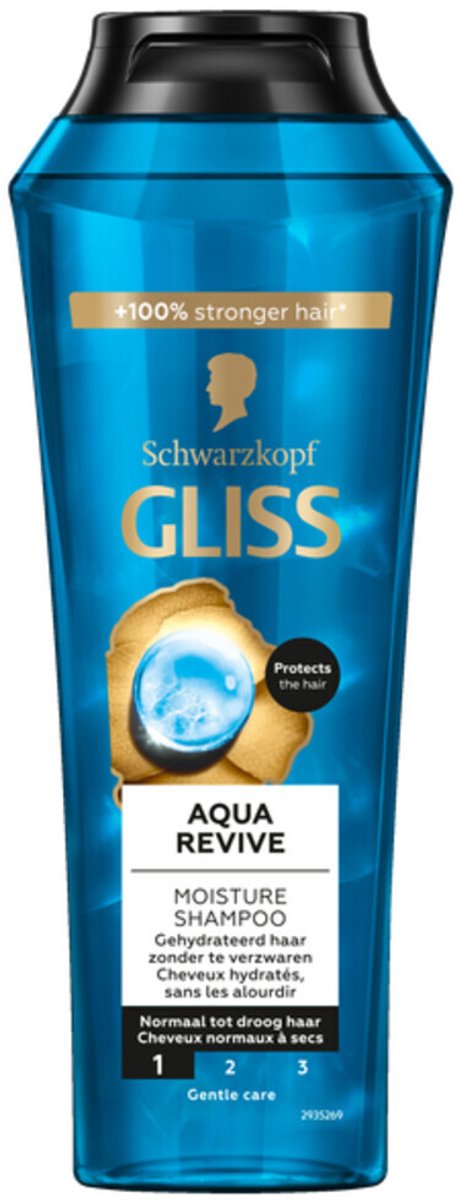 Gliss Aqua Revive Shampoo - 3 x 250 ml - Voordeelverpakking