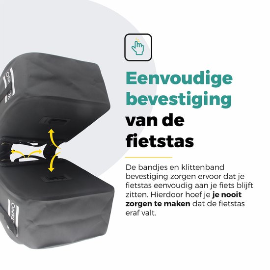 Voltano Dubbele Fietstas Rolltop Luxe E-bike - Zwart / Grijs - 48 Liter - 100% Waterdicht - Fietstassen Elektrische Fietsen van Voltano — afbeelding 5